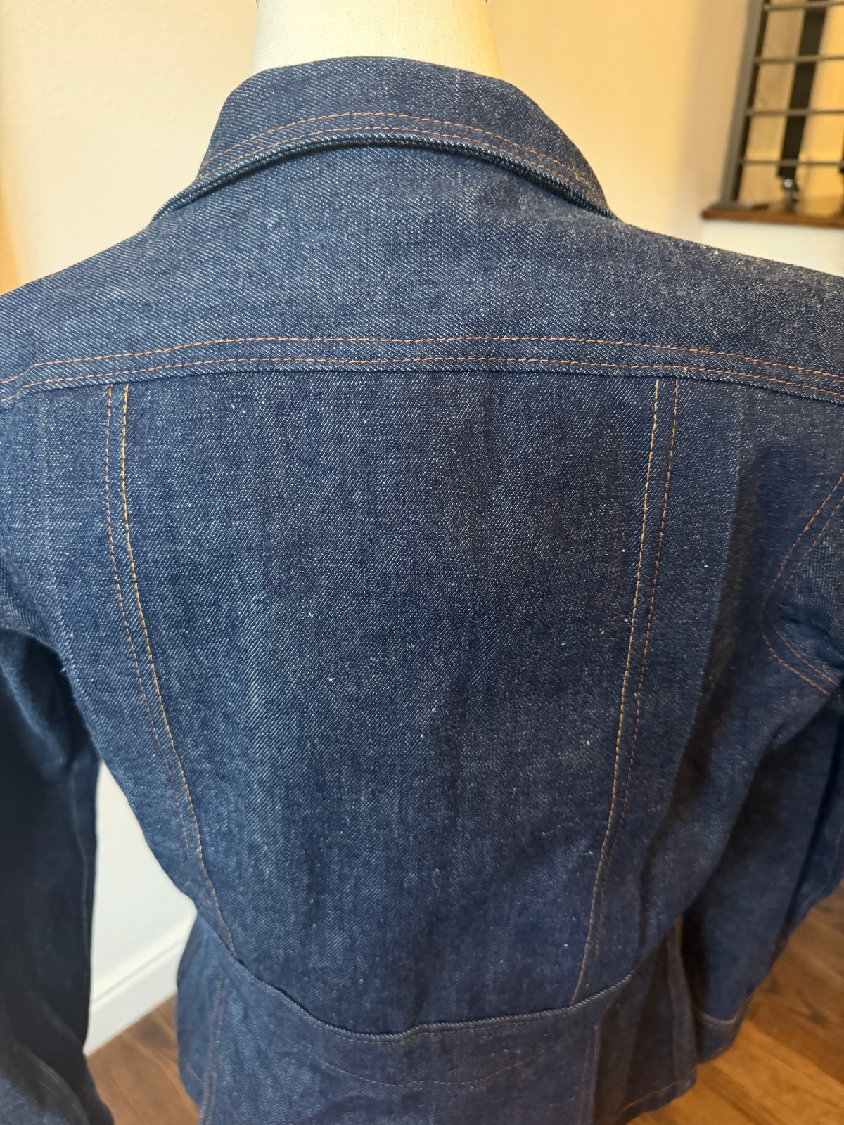 Vintage 70s Palmor’s Denim Jacket Deadstock NWOT Unworn Tunic Orange Stitching