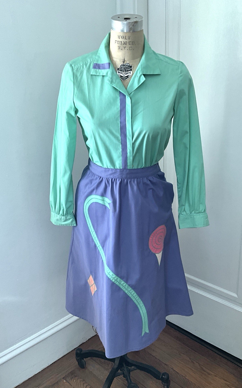 Vintage 1970’s Giorgio Sant’Angelo 2 PIece Appliqued Skirt and Top