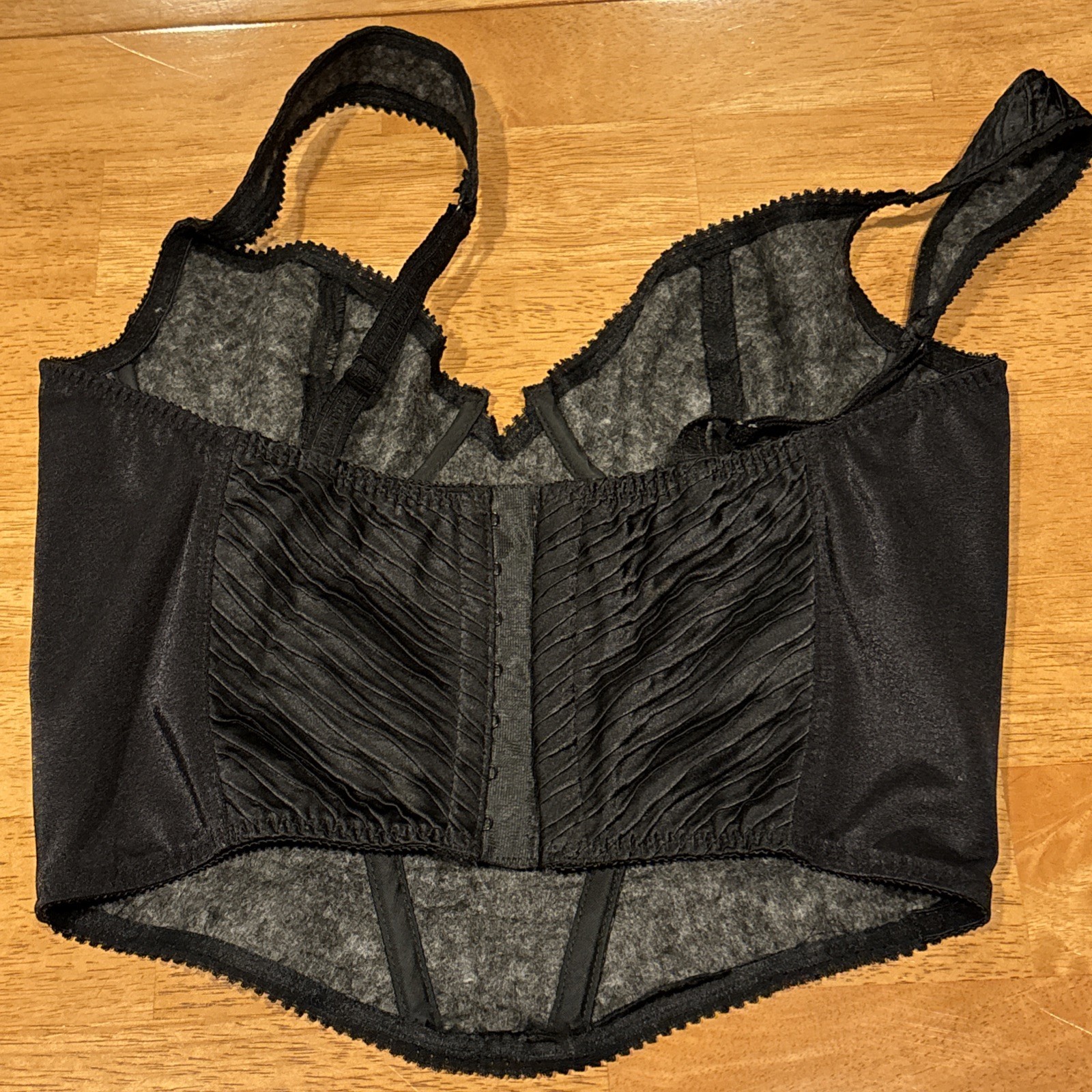 Vintage Lily Of France Black Bustier Corset By Dolores Bra Style Size 36B Cups