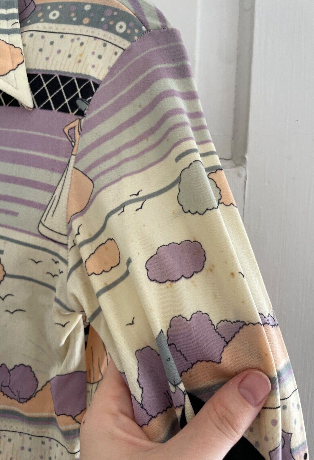 Vintage You Babes 1970s Button-Up Long Sleeve Blouse Juniors X-Small Polyester