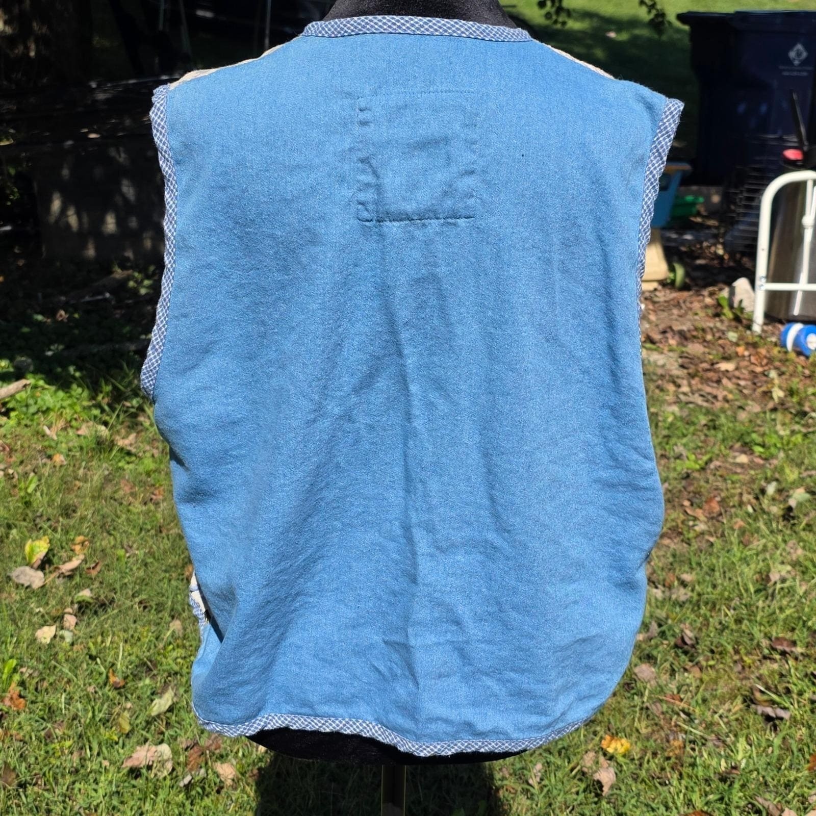 Koret City Blues Womens Floral Patchwork Vest Cottagecore Blue Large Pockets VTG