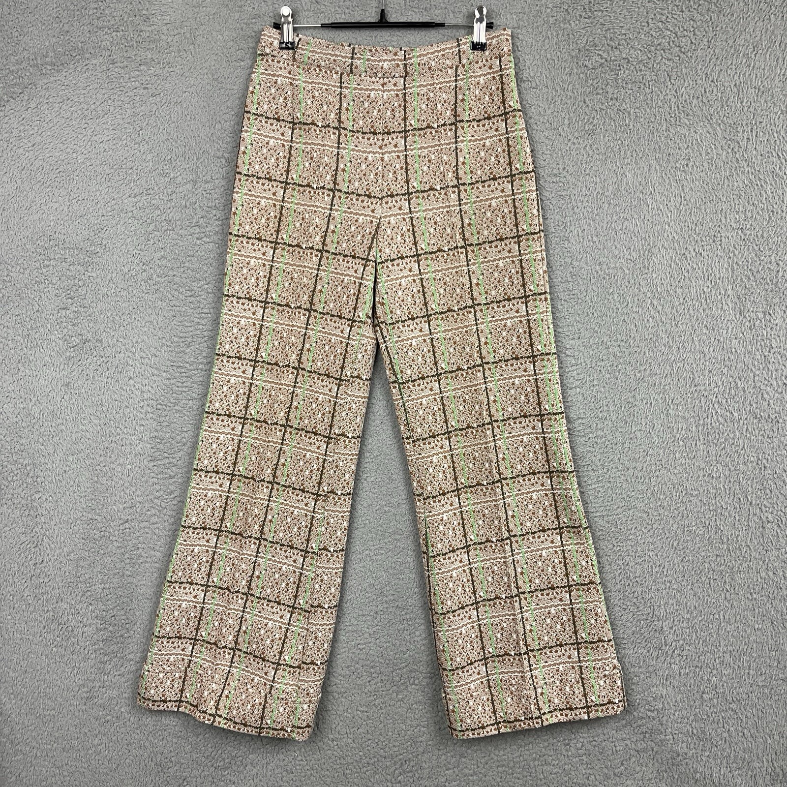 Vintage Kmart Plaid Pants Womens 8 *Mzrs 26×28 Double Knit Polyester Japan 70s