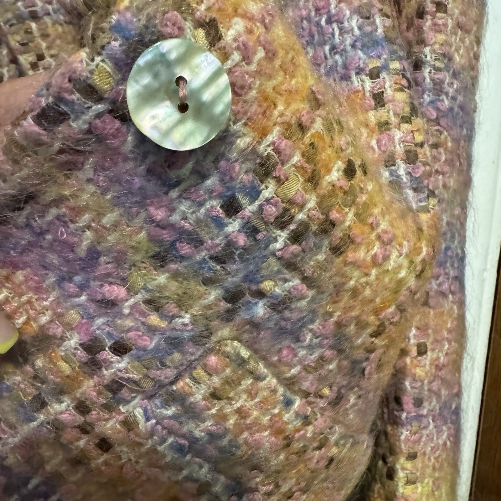 Vintage David Hayes Pink Multi Mohair Wool Blazer Barbie Pink Lining Size 4