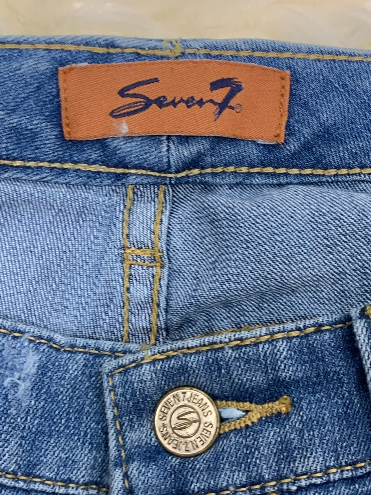 Vtg Lo-Rise Seven7 Bootcut Jeans Size 28 Blue Denim Cotton Blend Y2K 90s Flare