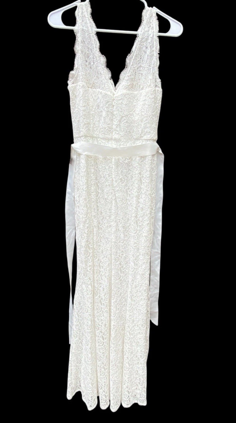 NWT Adrianna Papell Women’s Long Sleeveless Gown w/ Illusion Wedding Gown Sz 10
