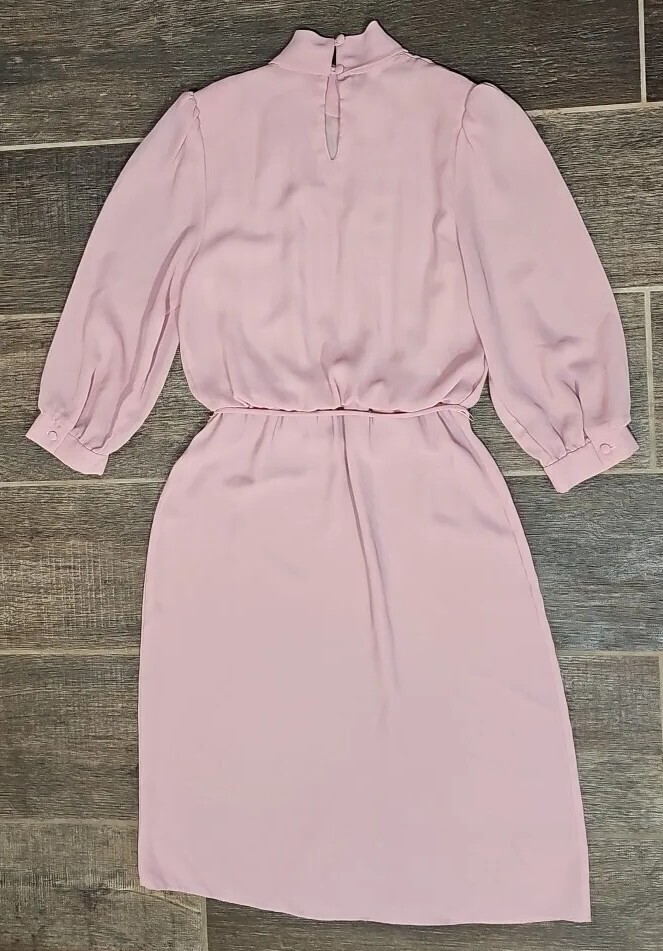 „Monica Richards” dusky pink womens knee-length dress,3/4 sleeve, size 10