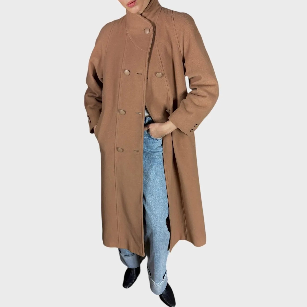 Vintage Cream Beige Wool Coat size US6/8; EU38/40