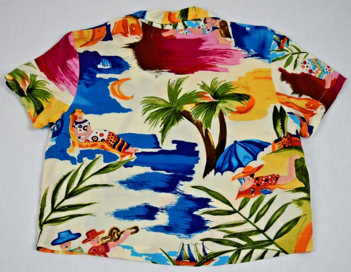 Vintage Womens Hawaiian Shirt Clio Petites Size PL 90s Tropical Paradise MadeUSA