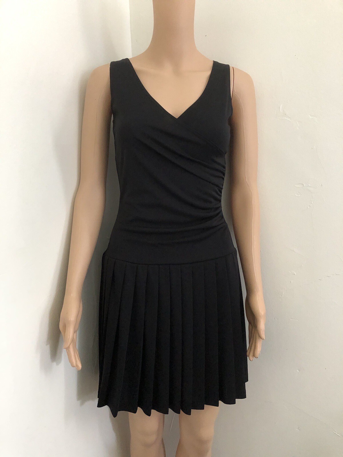 Vintage Taboo Crossover Black Lbd Y2k Drop Waist Pleated Skirt Dress
