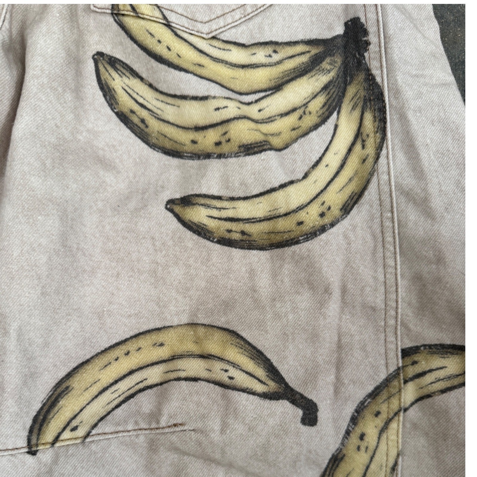 We The Free People Printed Go Bananas Good Luck Barrel Jeans NWT Size 30