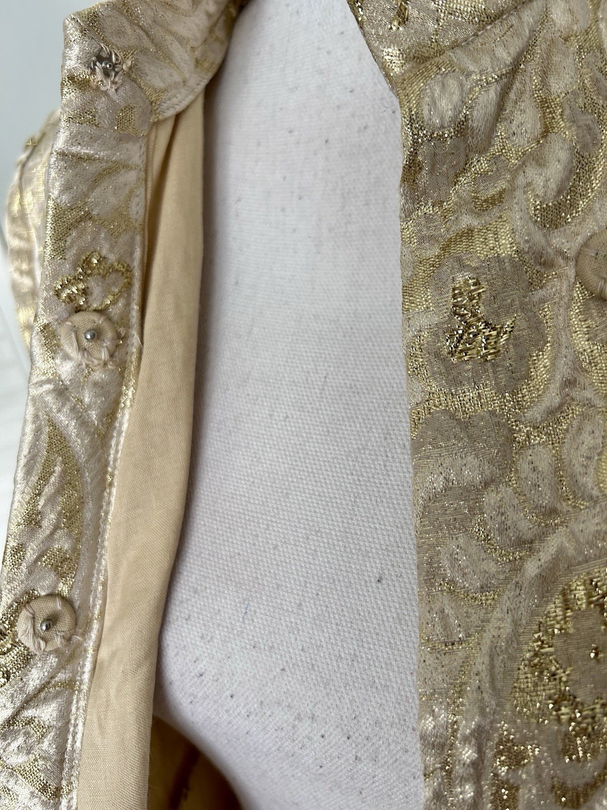 Vintage Suzy Perette Coat-Dress Gold Brocade Glam Cocktail Party Mid Century