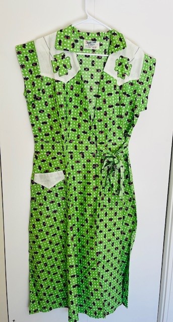 NOS Vtg 30s HOOVERETTE Wrap Brunch Coat House Dress IDEAL DRESS CO Green Sz 20