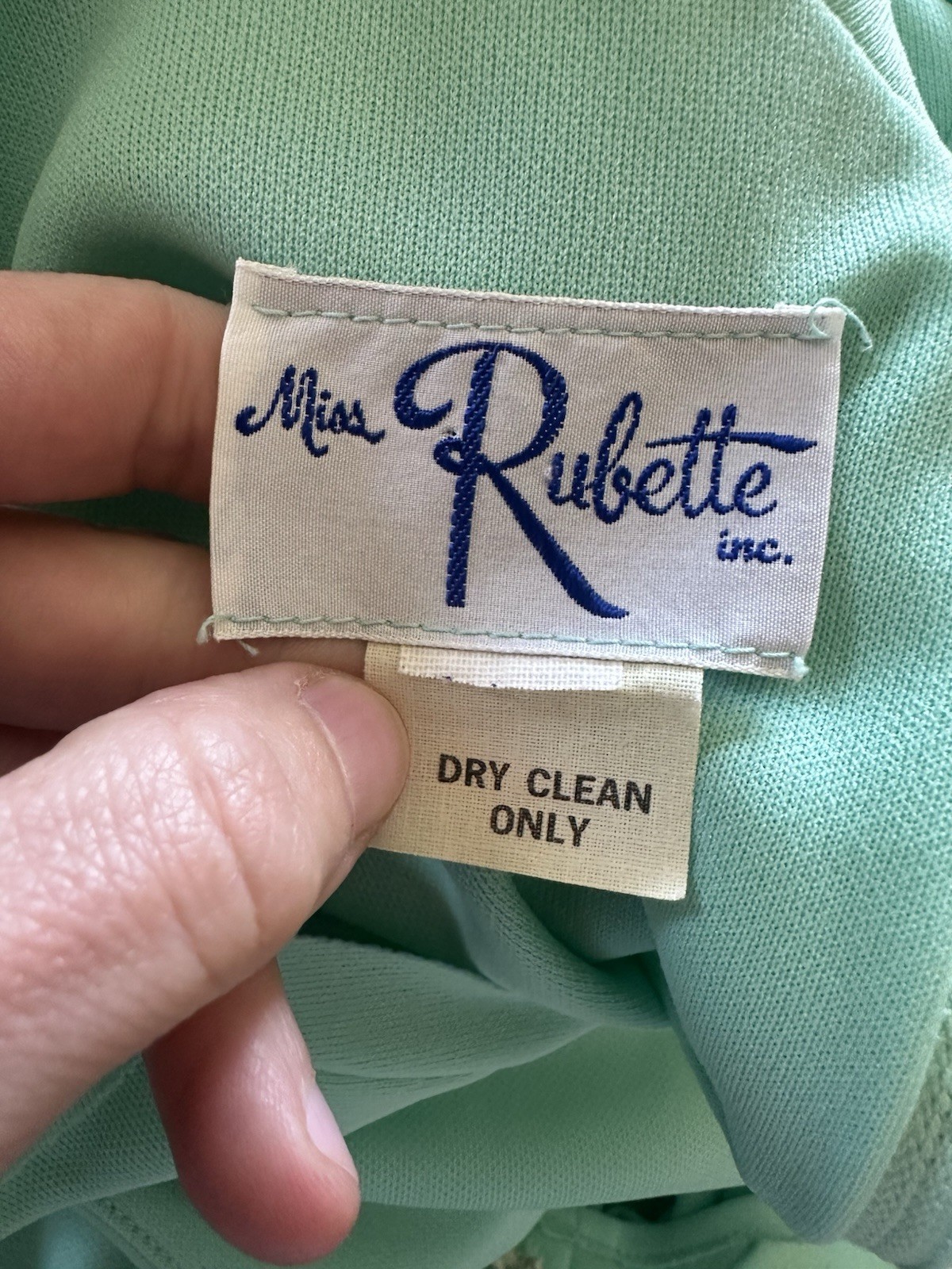 Vintage 70s Miss Rubette Formal Mint Green Max Dress Lace Woman’s S/M