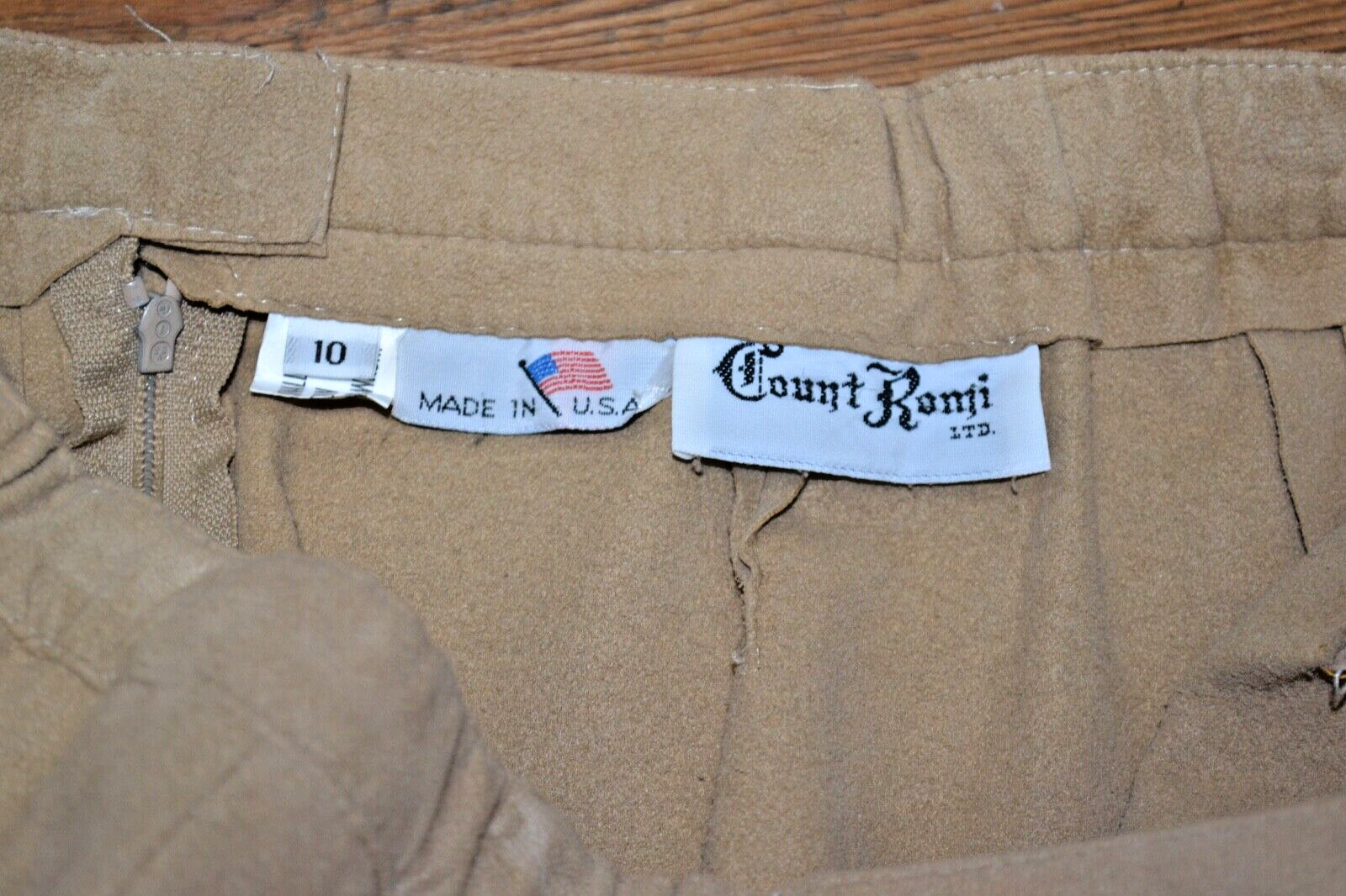 Vintage Count Romi Ultra Suede Camel Colored Midi Skirt Size 10 USA