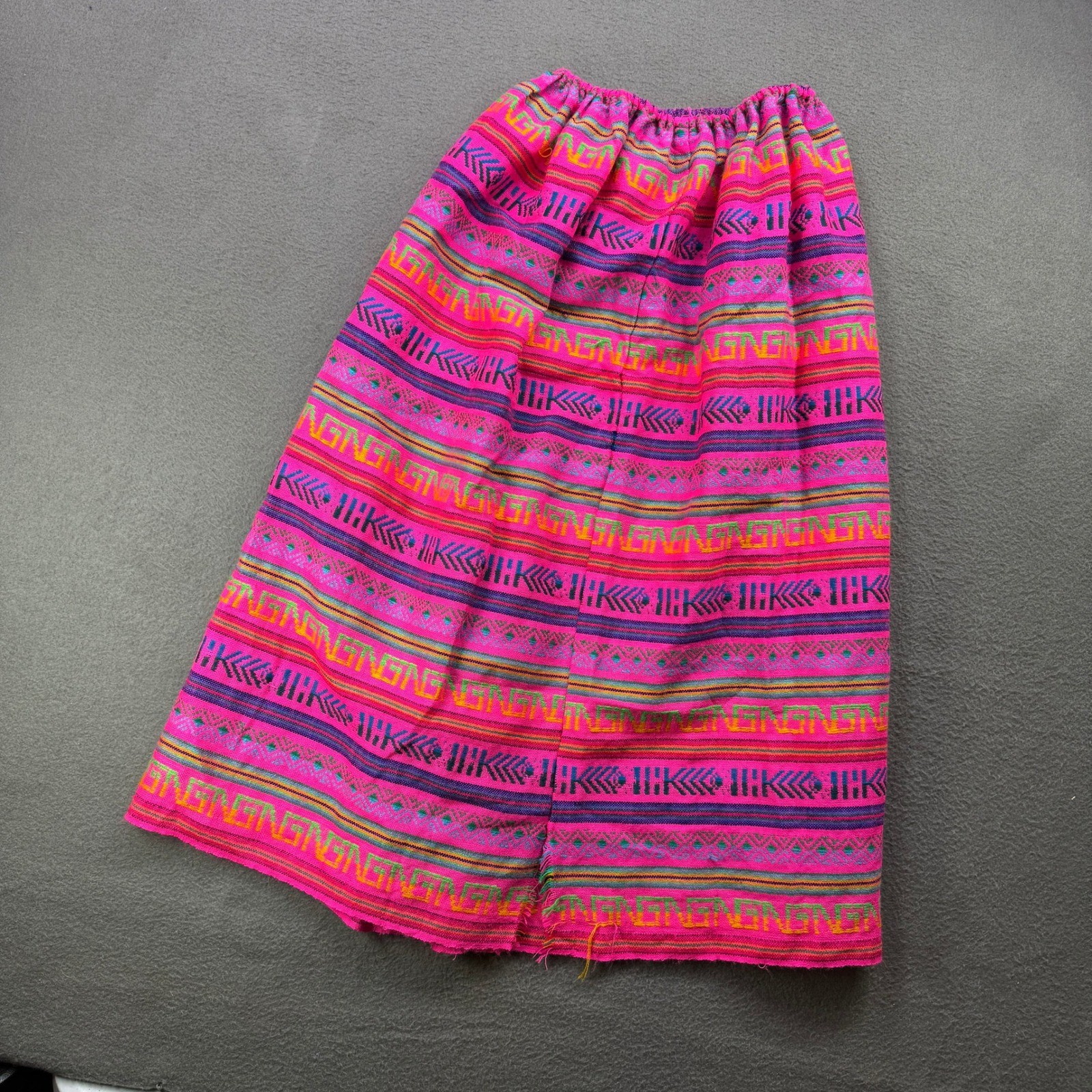 Vintage D’Classicos Striped Skirt Women 12 Mexican Folk Boho Pink Elastic Waist
