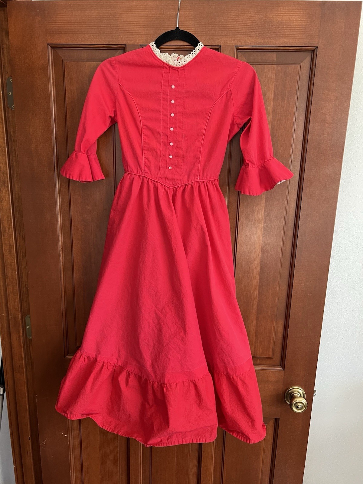 Small Vintage Cottage Core Prairie Hot Red Dress, No Brand