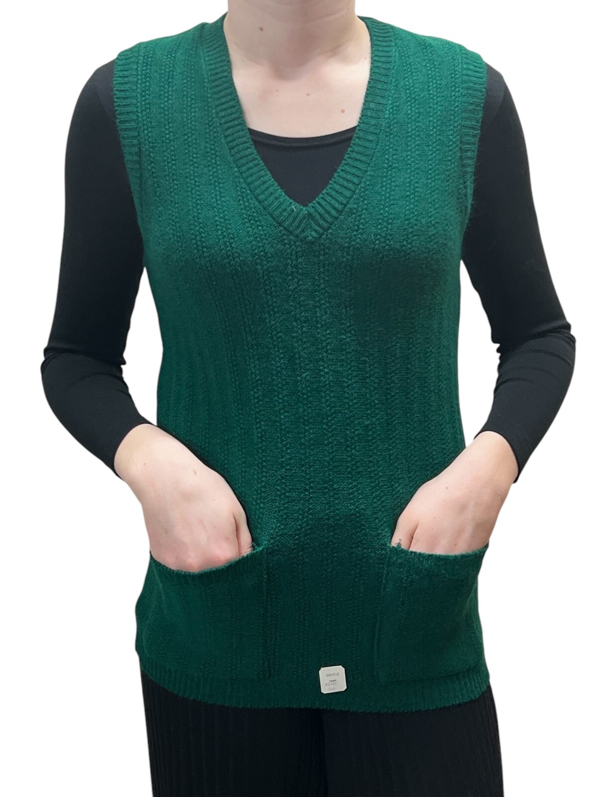 XS~S NOS Vtg 1970s Sweater Vest PACKETS Sweetree Knit TOP USA Green Teen L XL
