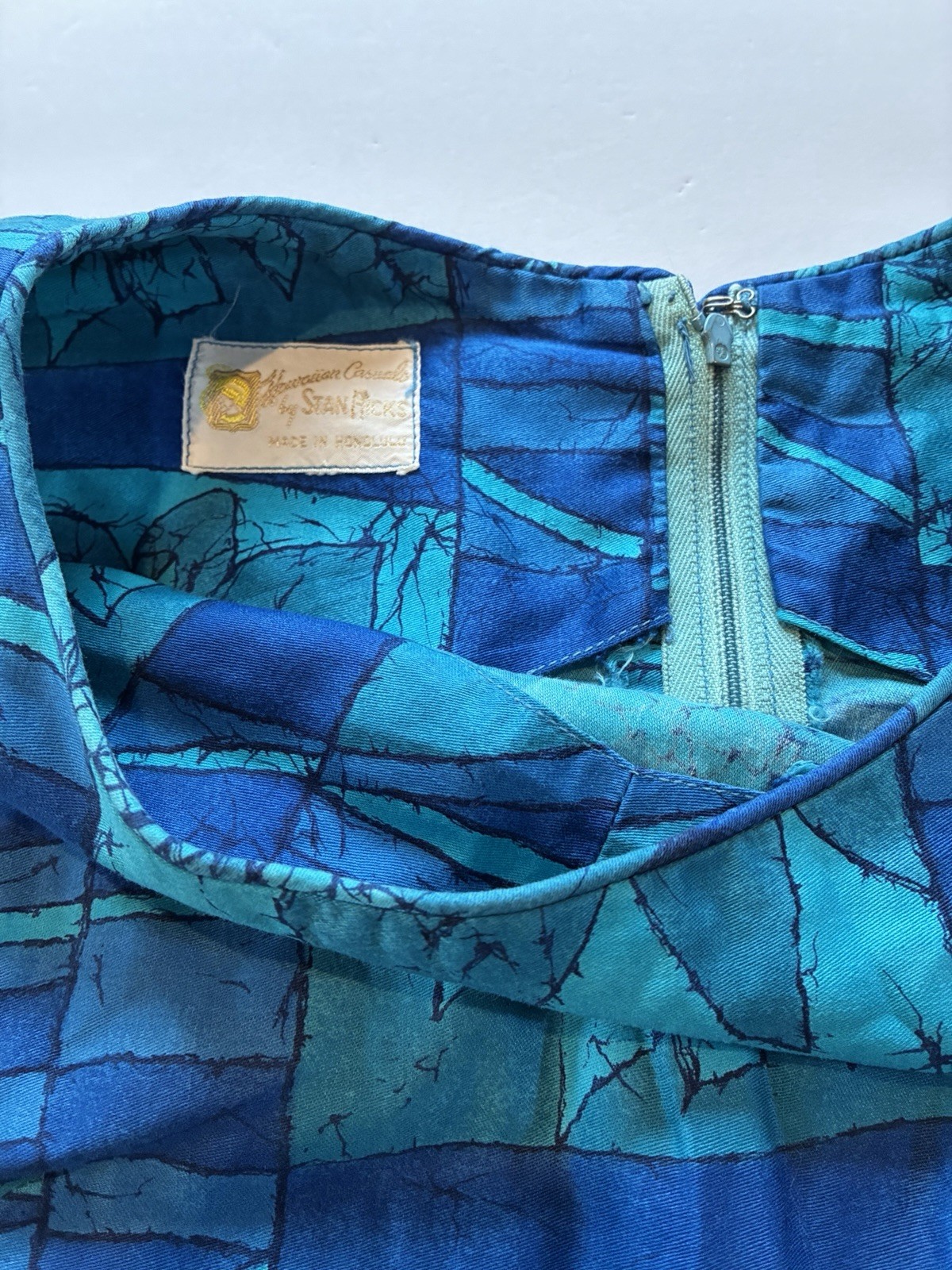 Hawaiian Creations Sleeveless Dress By Stan Hicks, Vintage, Sz Small, Turquoise