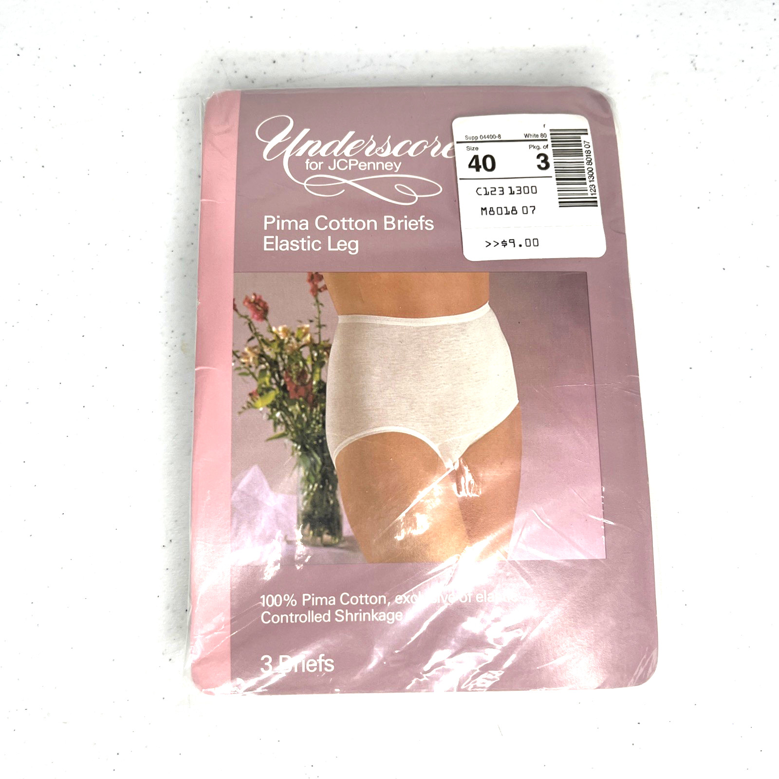 3 VTG Underscore Underwear Size 40 Pima Cotton White Briefs Panties Sz 7 Granny