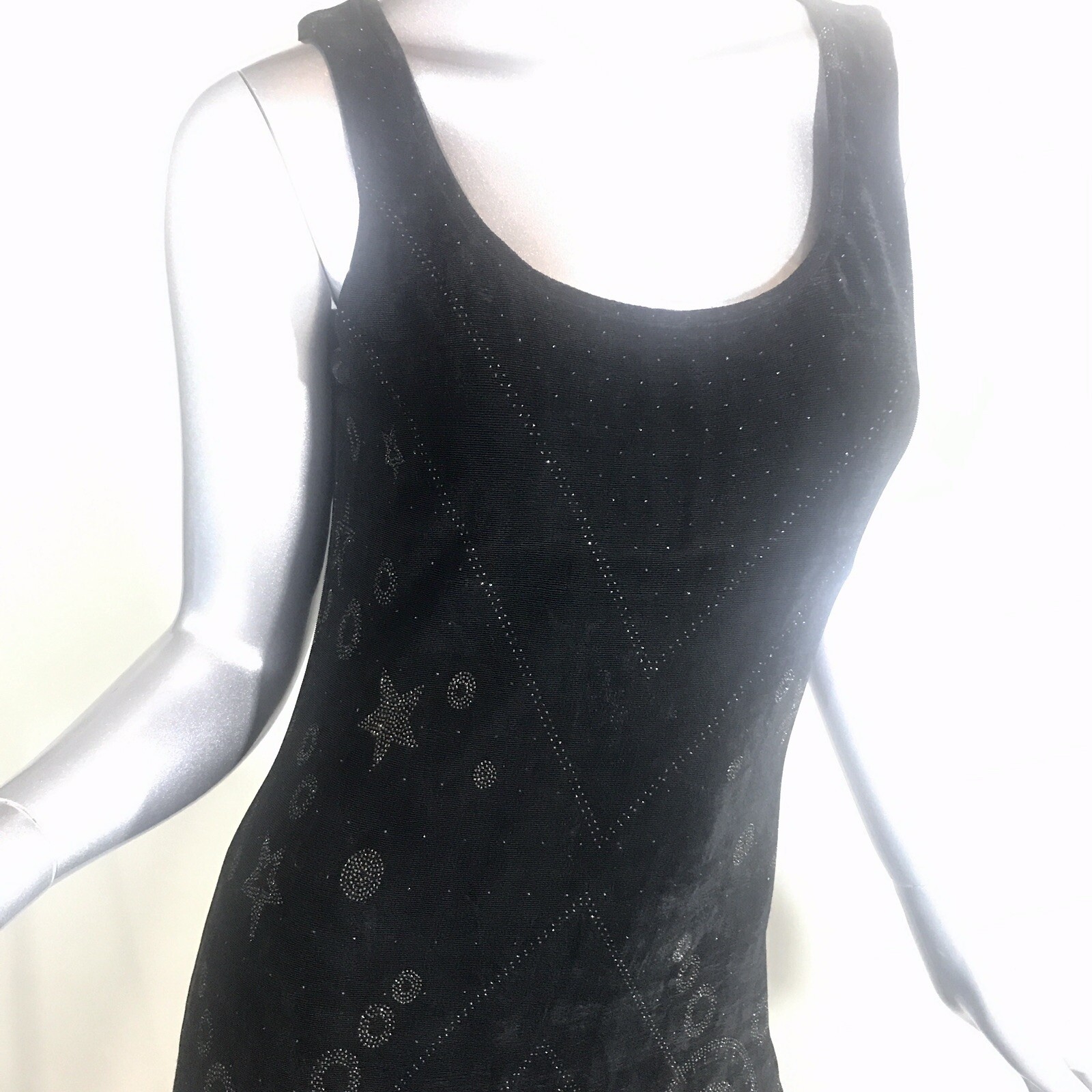 Vintage 90’s Mica Women’s Medium Fitted Black Astrological Stars Abstract Dress