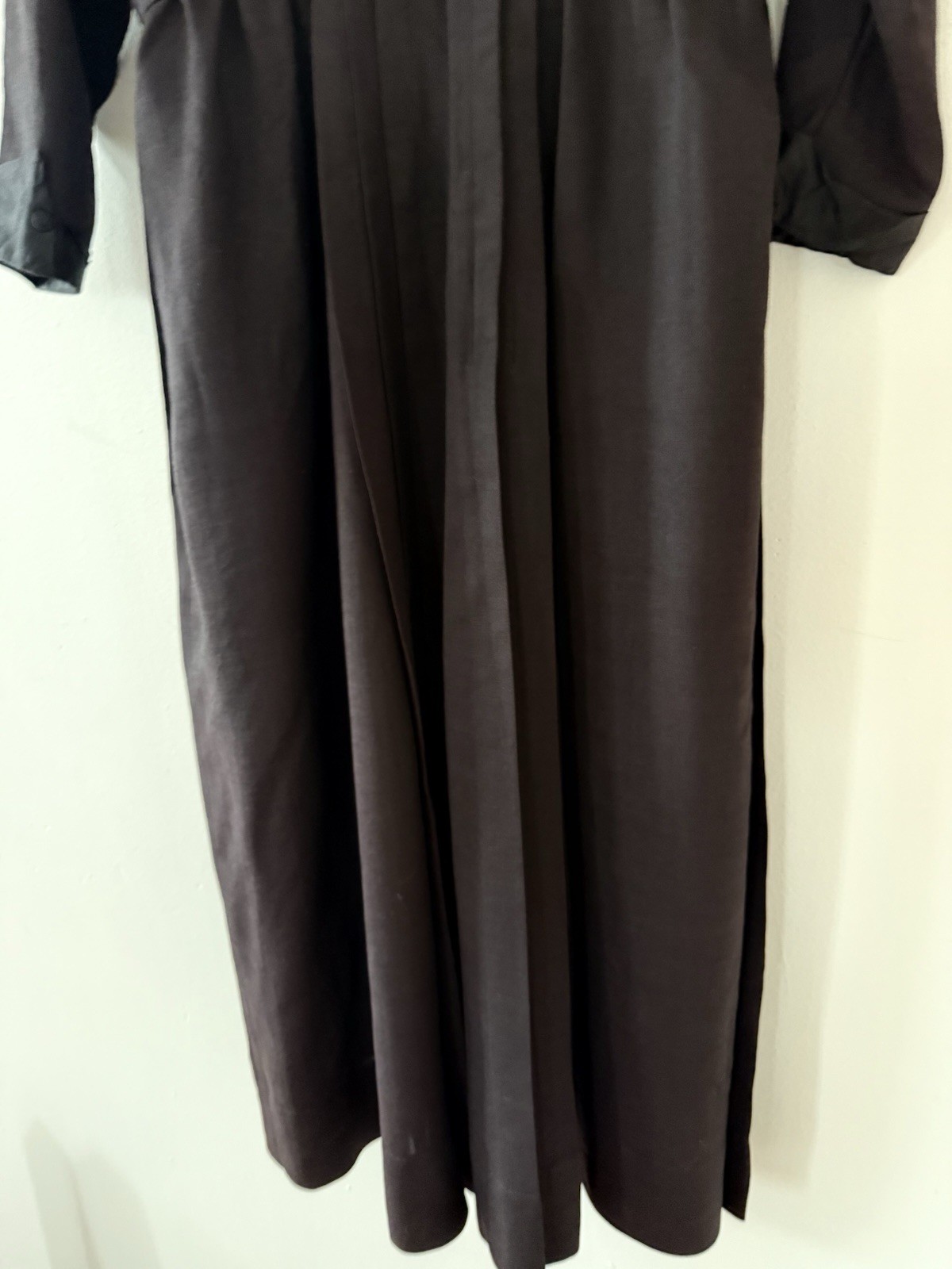 Antique Victorian Wool Crepe Full Length Winter Wrapper Dress/Duster Mourning M