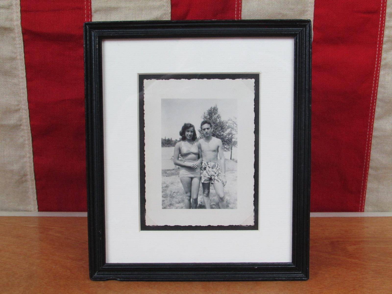 Vintage 1960s Ocean Mermaid Swimsuit NOS w/ Swim Couple Photograph Beach Pennant