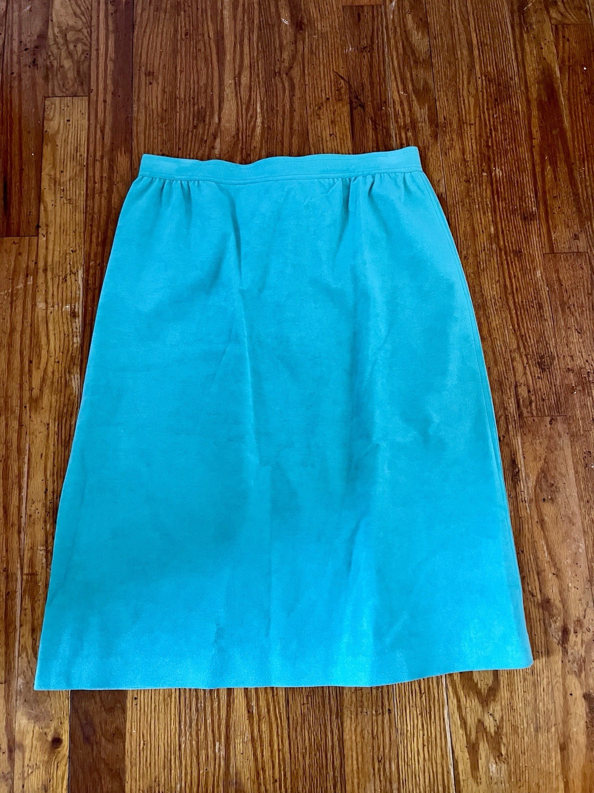 Vintage 70s Women’s Ultrasuede Midi Skirt Adolph Schuman For Lilli Ann Teal (S)