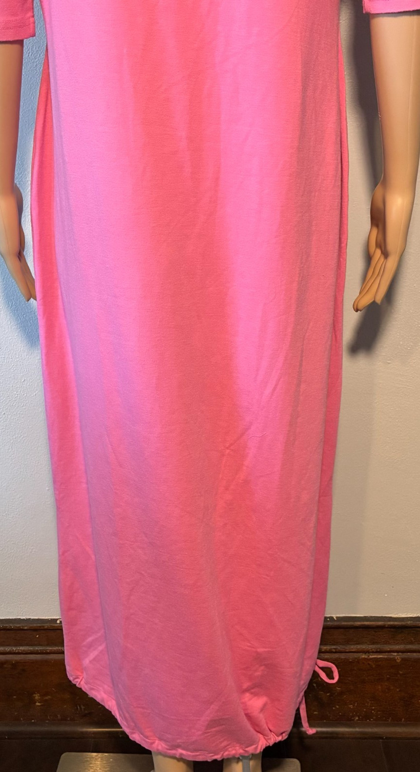 Vintage Newport News Women’s Dress Size 16 Pink Sheath Pullover Square Neck Maxi