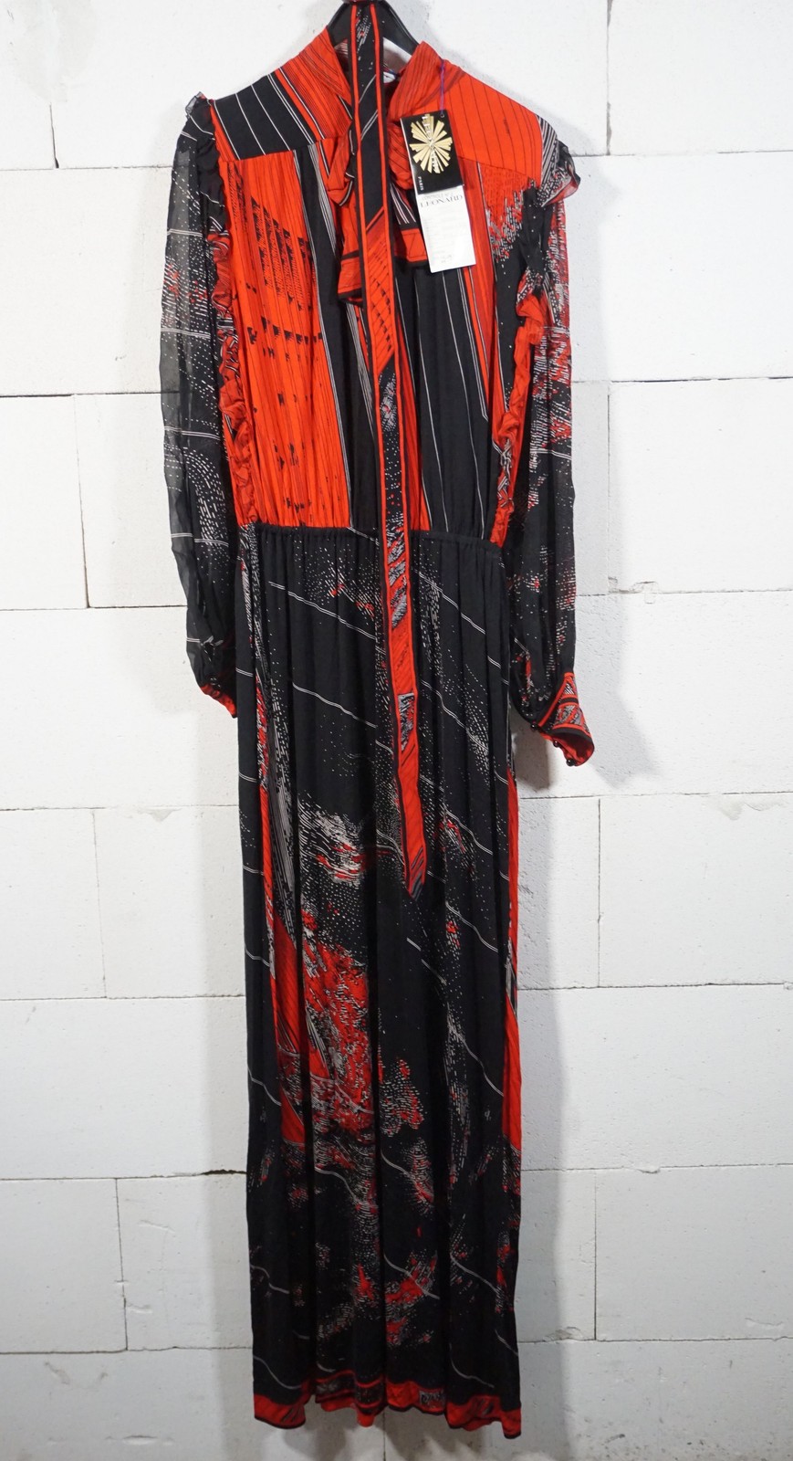 Leonard Fashion Paris 100% Silk Evening Dress Nab Saturne Waist 3 (38-40)