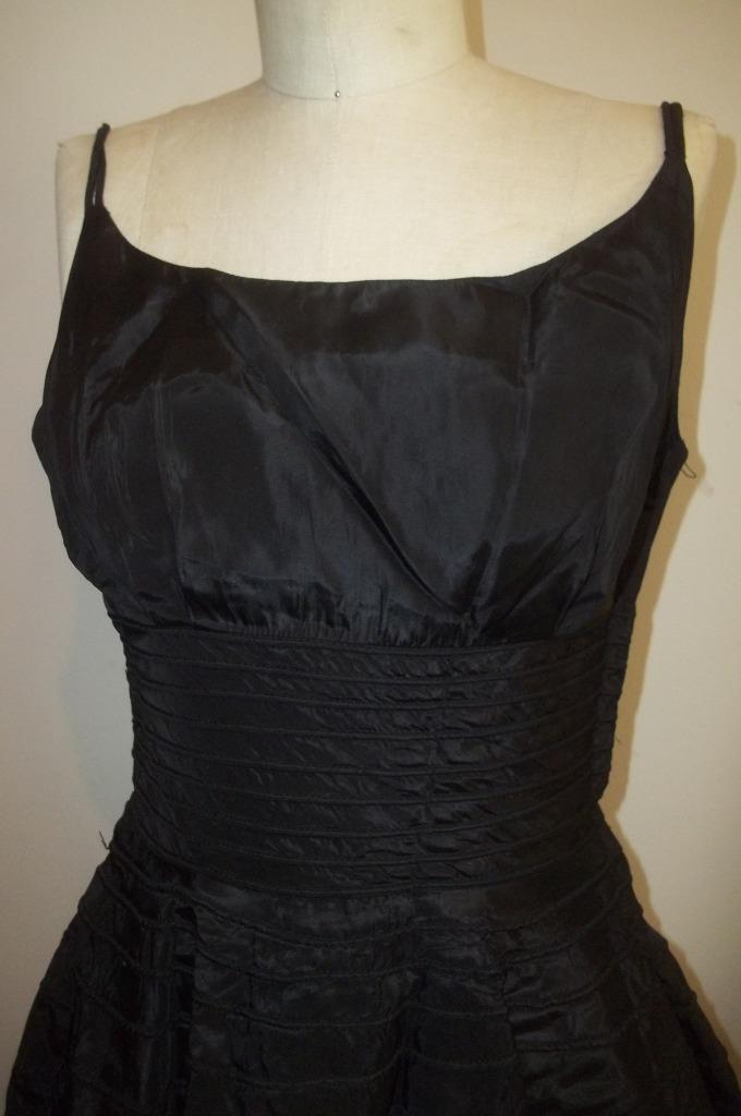 Vintage Black Double Spaghetti Strap Swing Dress S