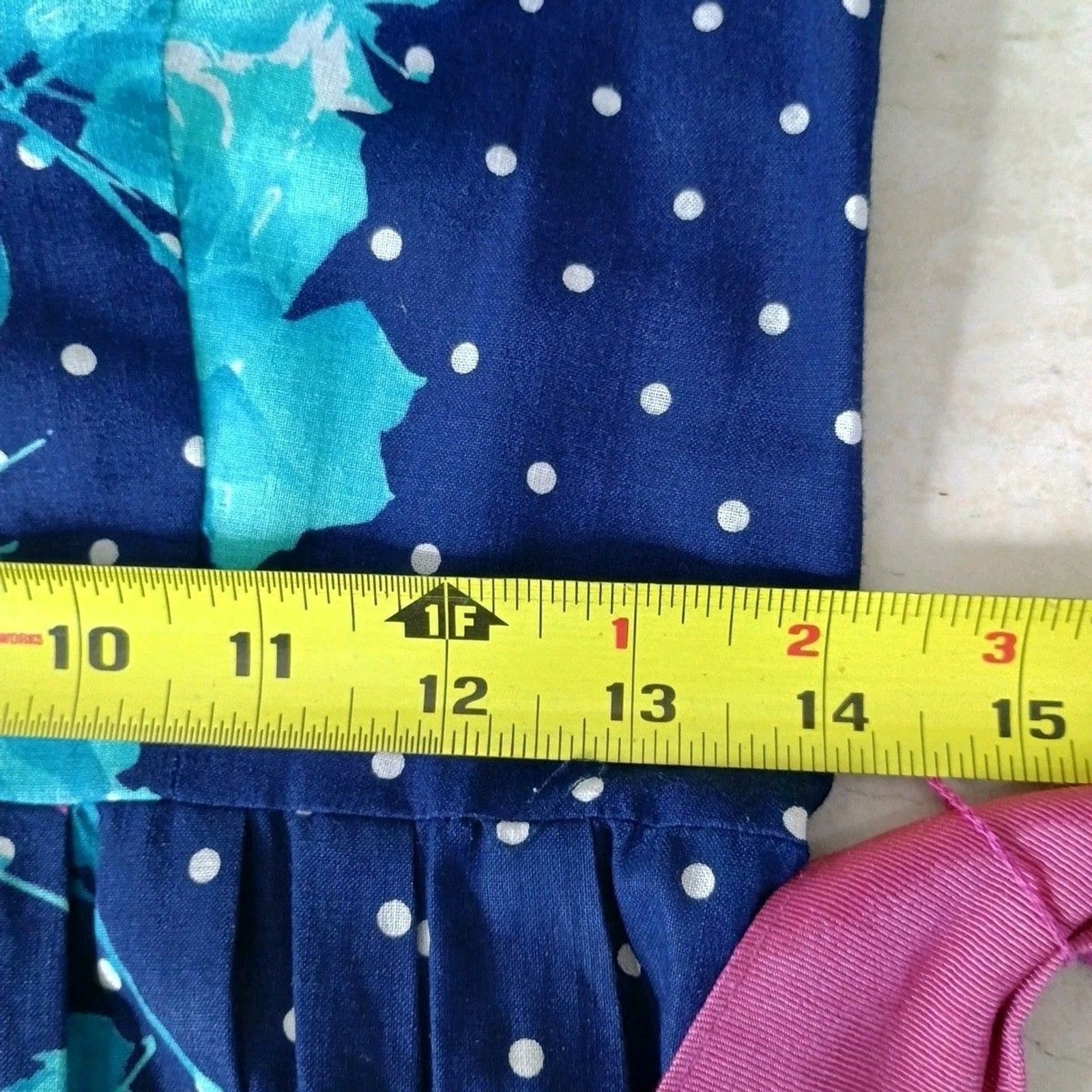 Vintage Lanz Originals 80s Dress Sz 8 Blue Floral Cottagecore Belted Pockets