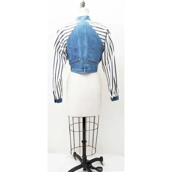 VTG 80s TICKETS Brand Cropped „UPSIDE DOWN PANT JACKET”. USA. S/XS.