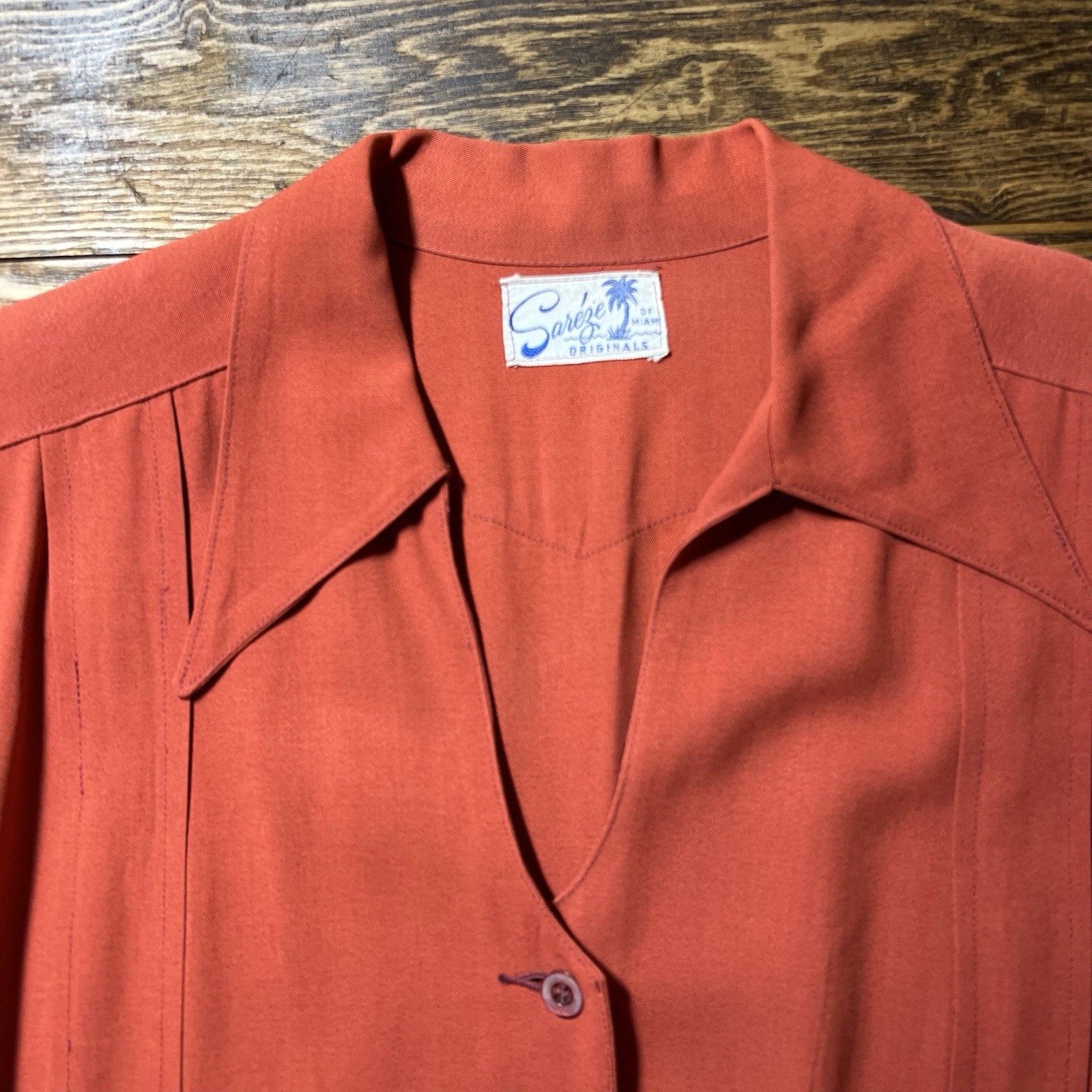 Vintage 40s/50s Hollywood Jacket Women’s Gabardine Orange/Red Sareze Miami M/L