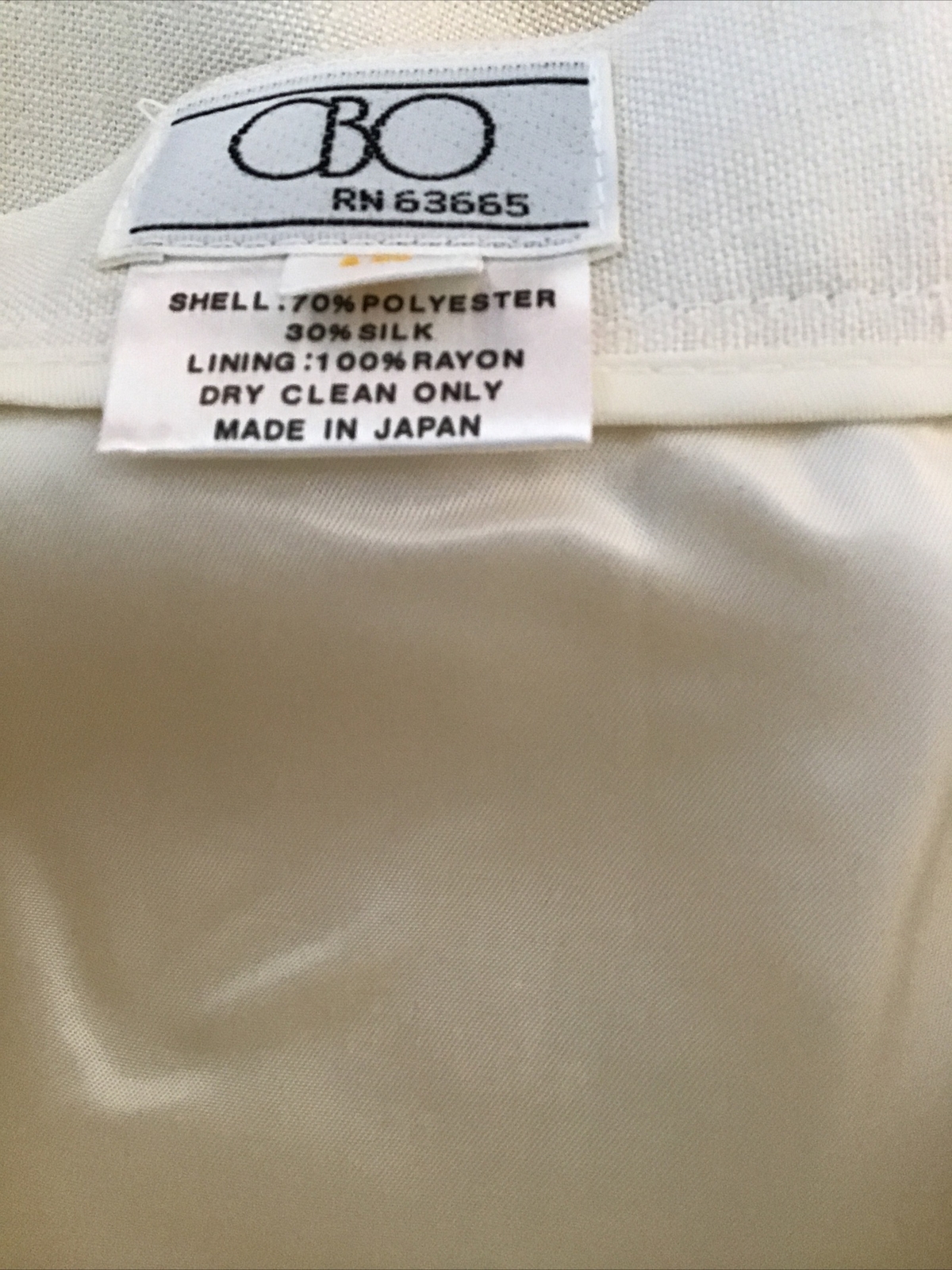 Vintage CBO women’s silk blend cream Lined Pleated Side Button skirt 16