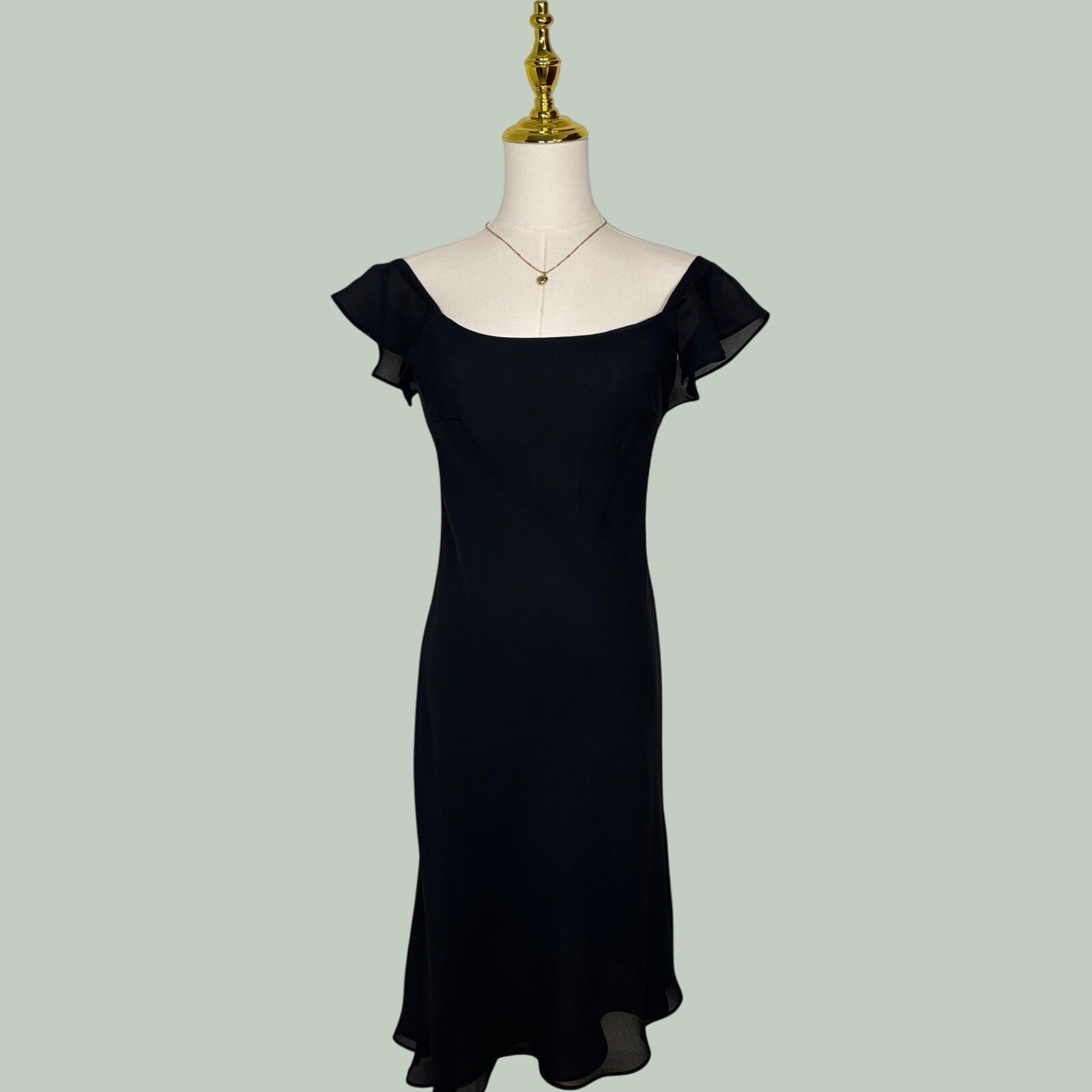 vintage Y2K california grown black midi dress ruffle whimsigoth dainty coquette