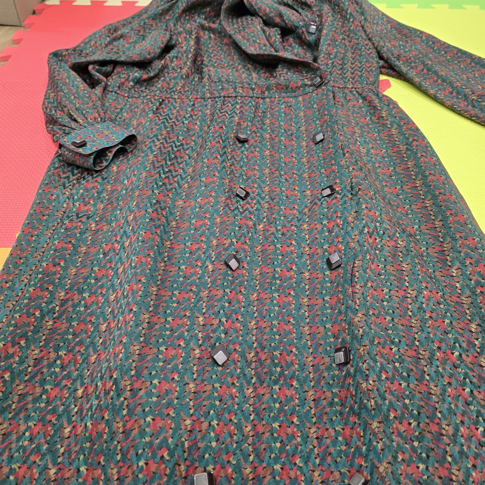 Vintage 80s Silk Dress Kang S.H. Ladies Wear Korean Designer Abstract Print…