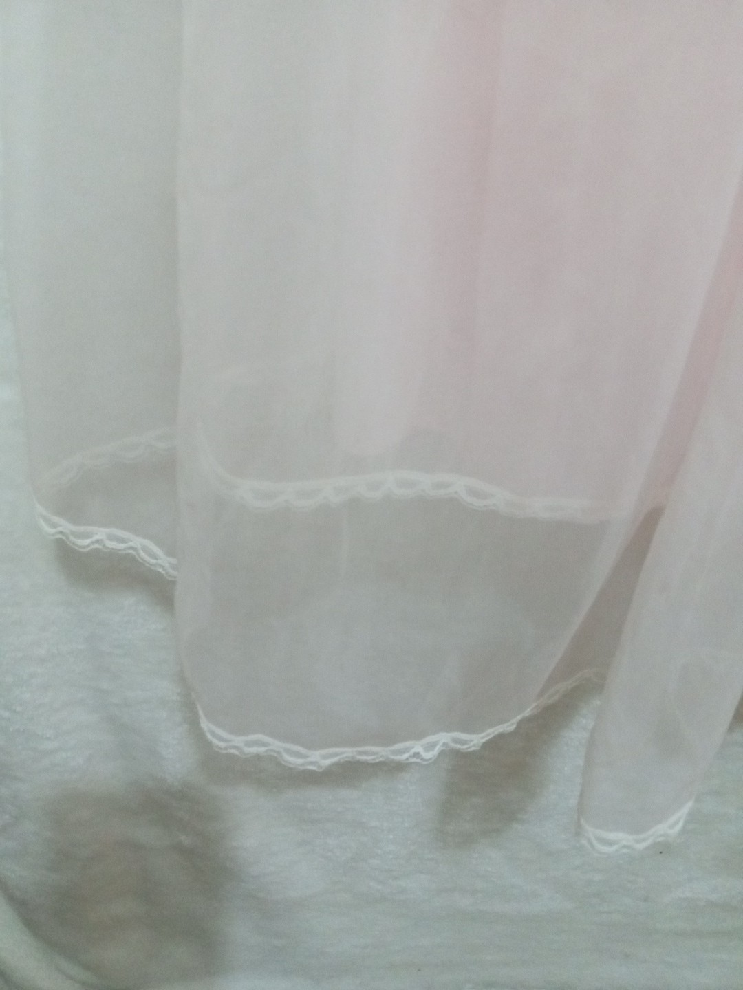 Vintage Ballet Pink Sheer Piegnoir Set Nightgown Robe Lace Trim Medium 1960s