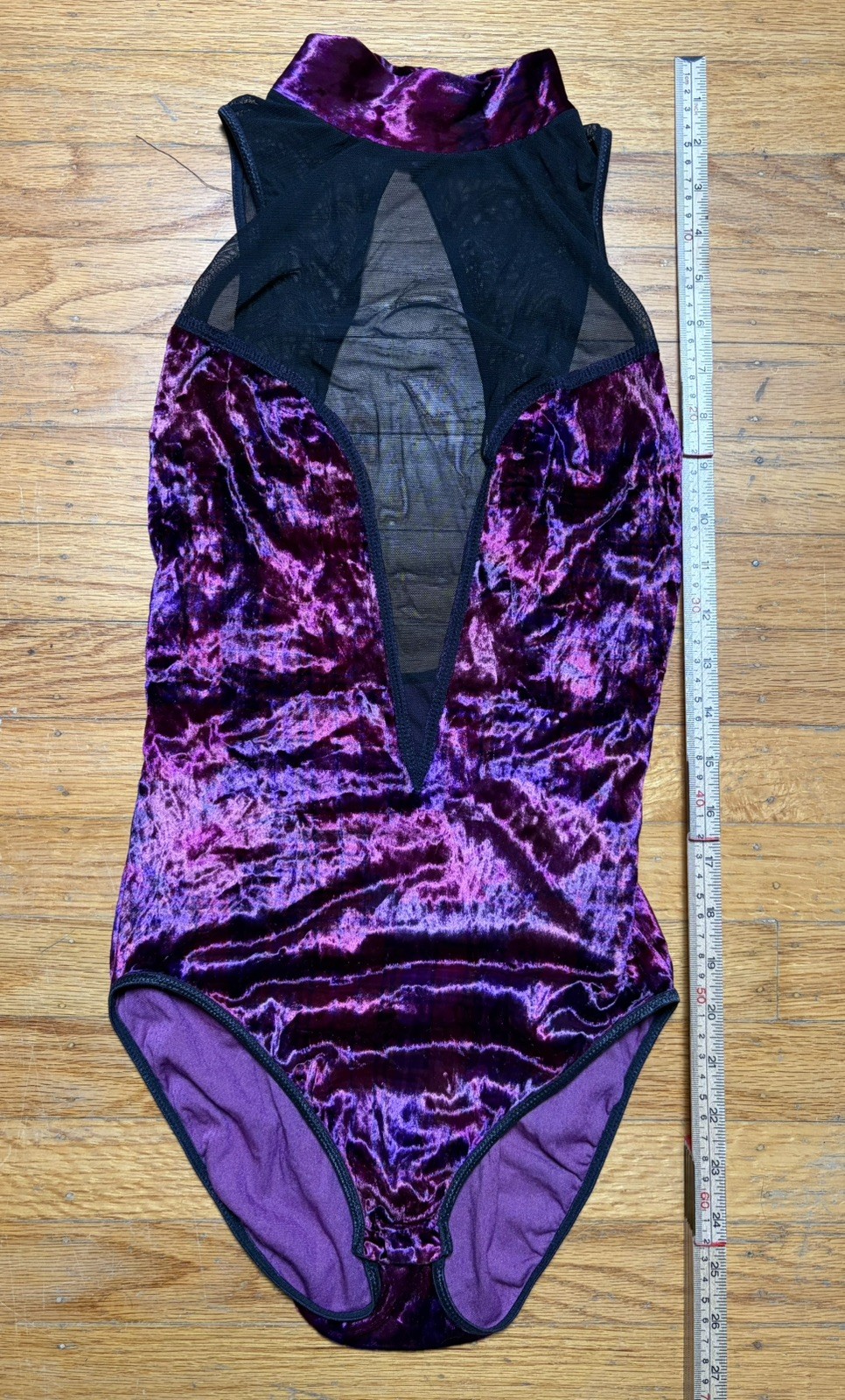 Vintage 80s VS Gold Label Velvet Mesh High Neck Bodysuit Teddy Sz M