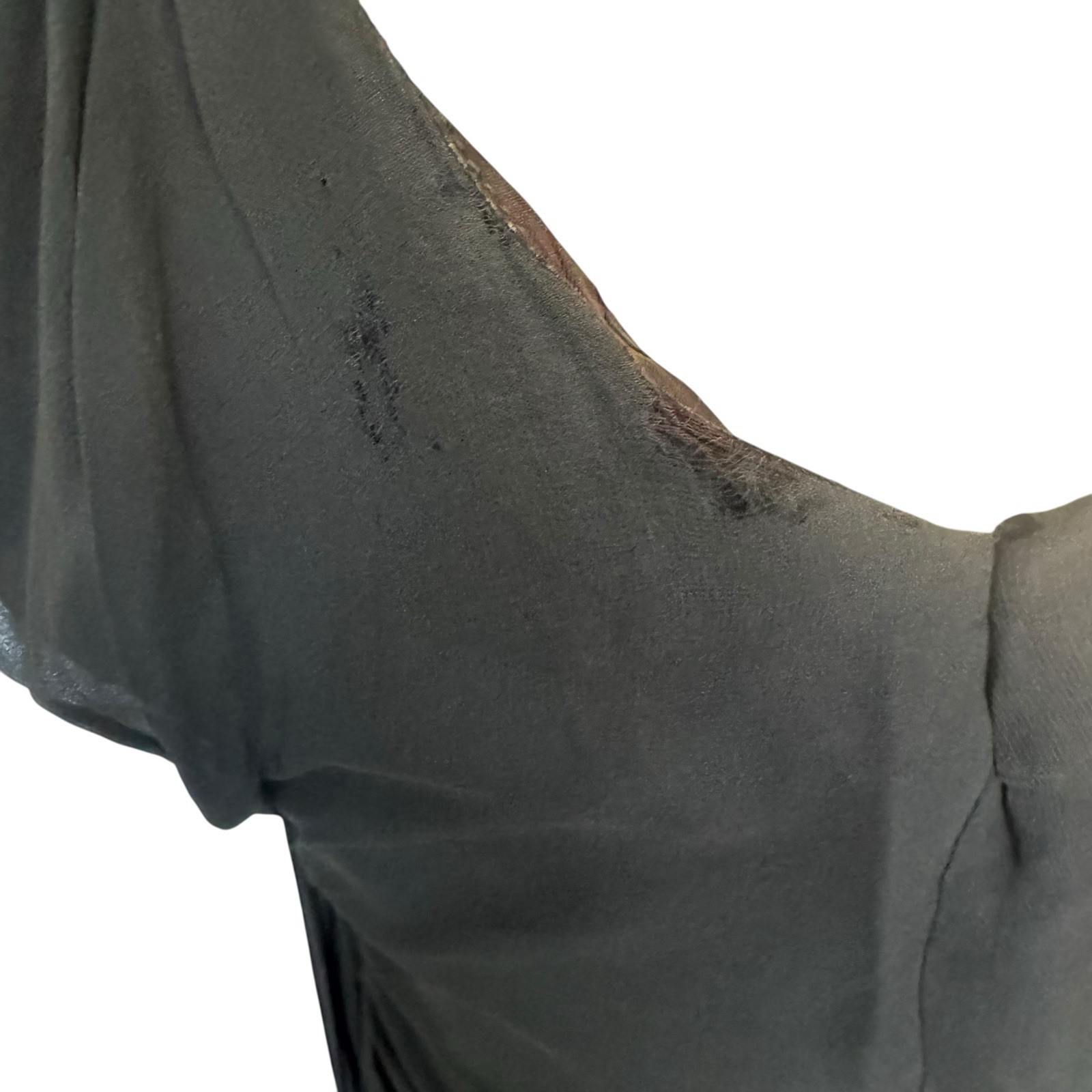 Vintage 50s 60s Black Chiffon Sleeveless Evening Cocktail Wiggle Dress Dessés S