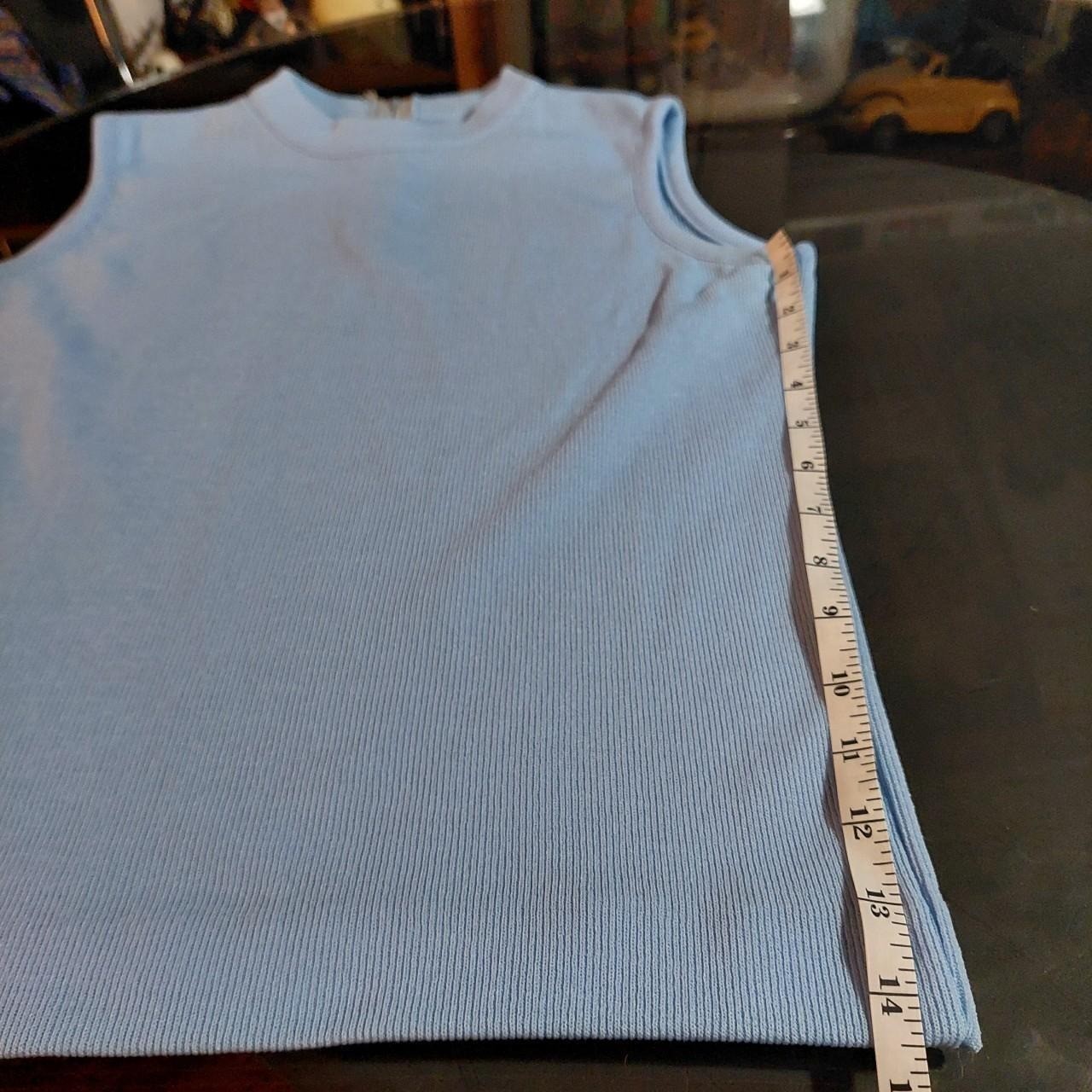 Vintage baby blue high neck zip back top.