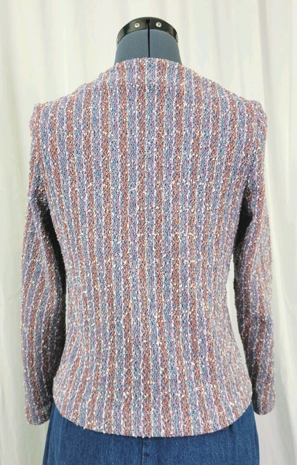 Vintage Unlined Striped Cardigan in Purple/Tan/Blue/White Size XS?