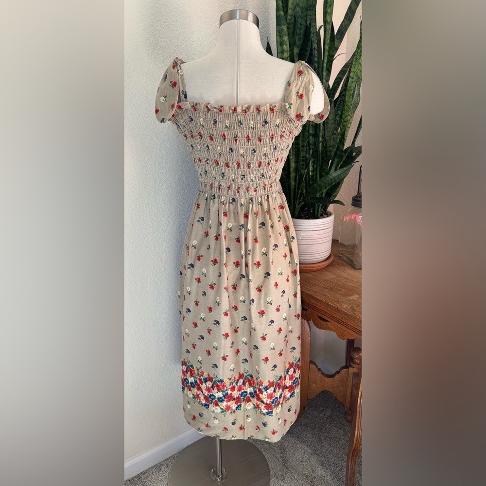 Vintage Jerrie Lurie Floral Prairie Cottagecore Midi Dress sundress 70s Size 12