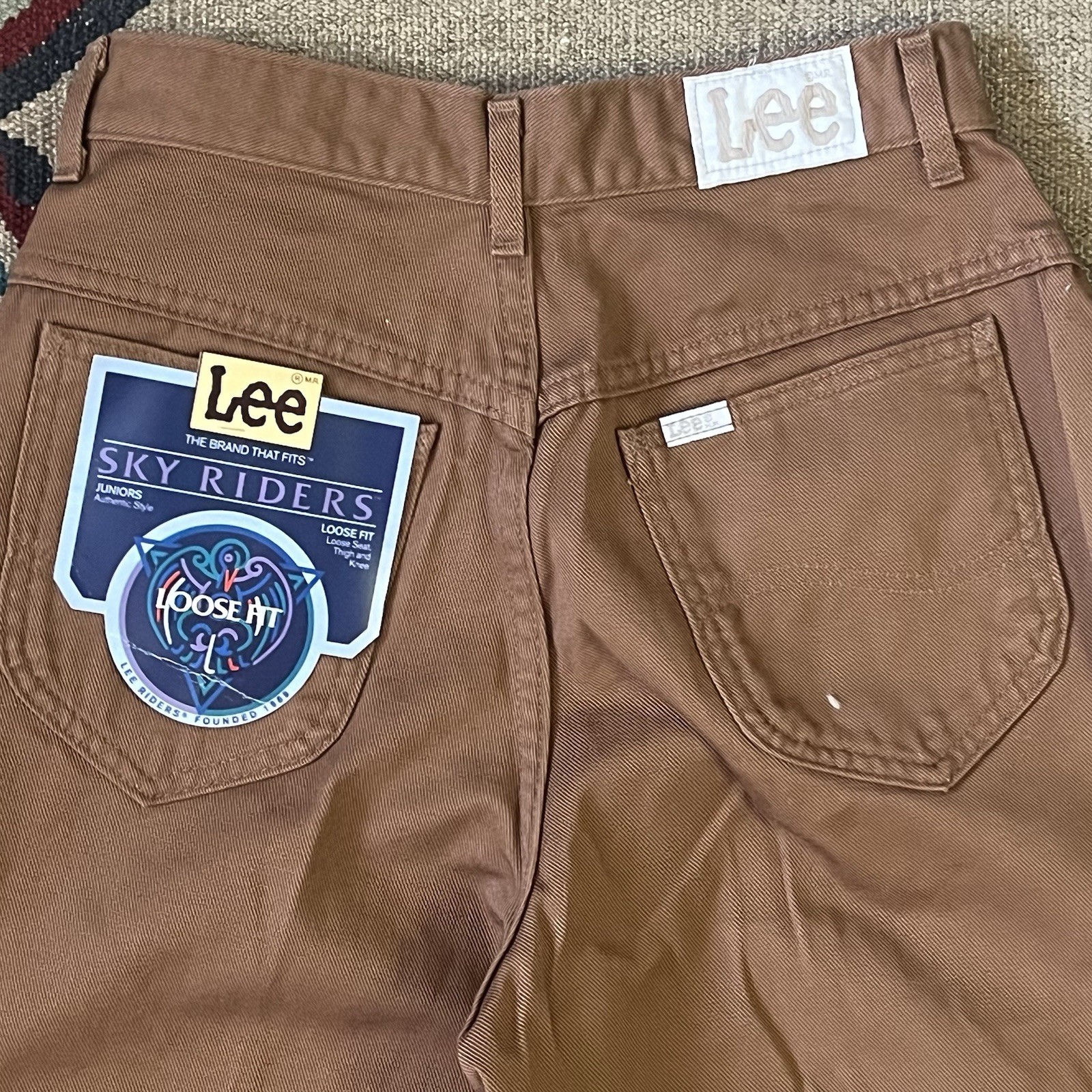 Vintage 90s Lee Sky Riders Jeans Women’s 9 M Brown Loose Fit USA Made New NOS