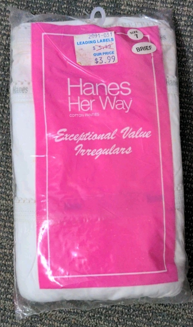 Hanes Her Way Vintage Cotton Briefs Panties 3 Pack NOS Womens Sz 7 USA Irregular
