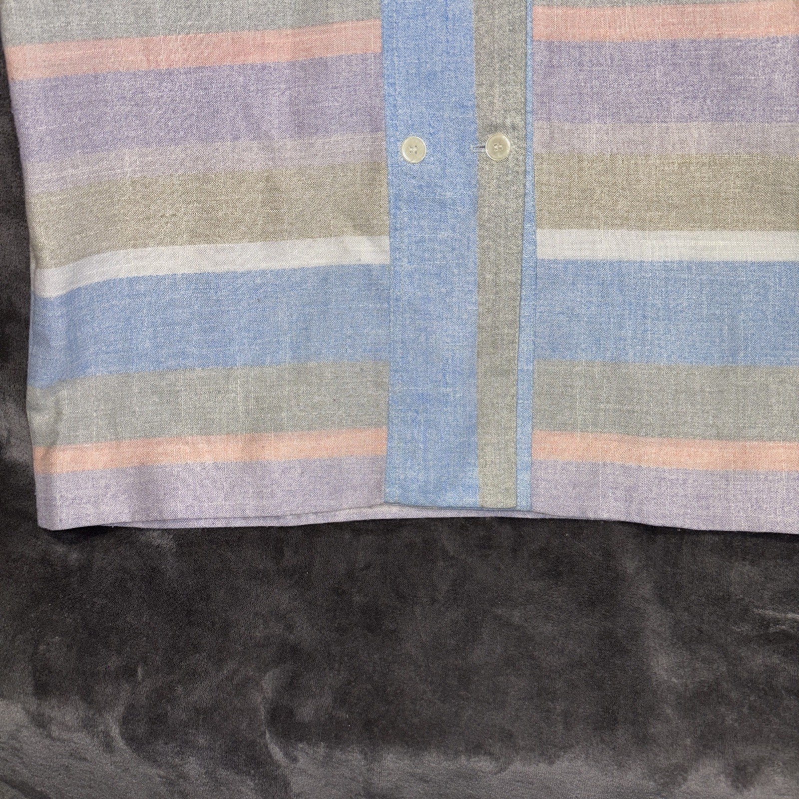 Vintage 70/80s Leslie Fay Dress 10 Water Pastel Shirt Dress Union Made Grandma