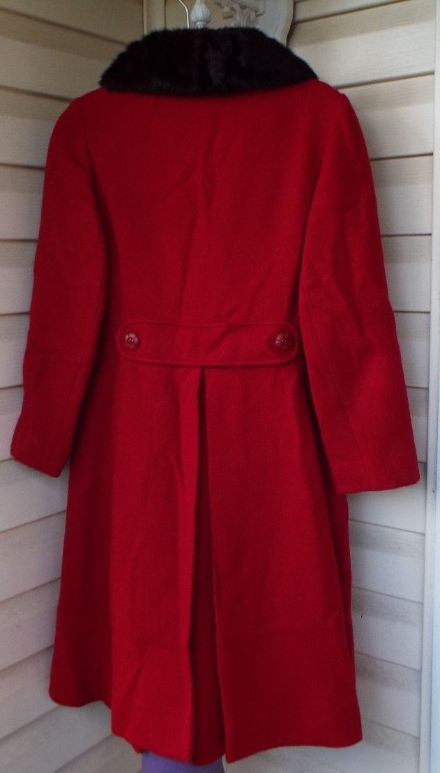 Vintage 1947-1955 SHAGMOOR 100% Wool MINK? Collar LINED Flashy RED. SMALL? USA