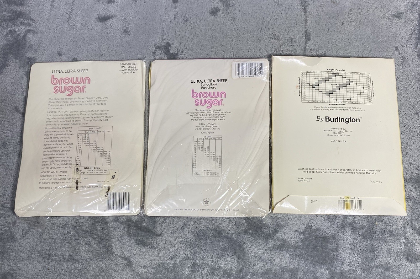 Vintage Pantyhose Womens Medium Brown Sugar Cameo Burlington Ultra Lot of 3 NEW