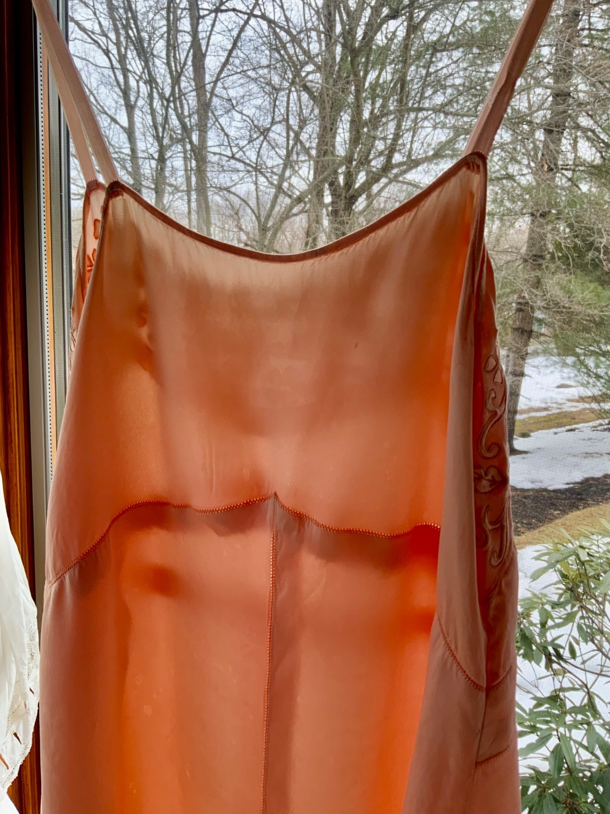 Vintage Peach Silk Satin Slip Dress – 1990s Lingerie Dress XS