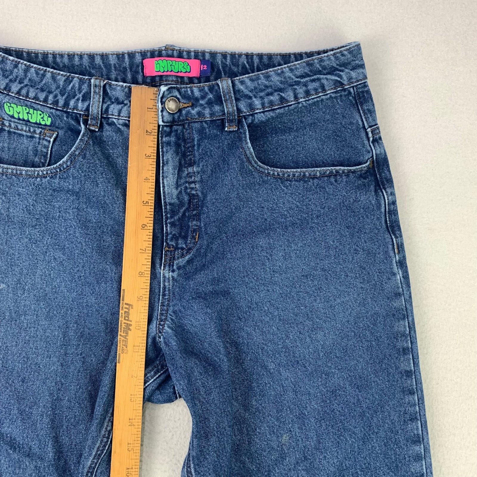 Thrashed Empyre Jeans Baggy Womens 12 Blue Faded Denim Skater Y2K Distressed 90s