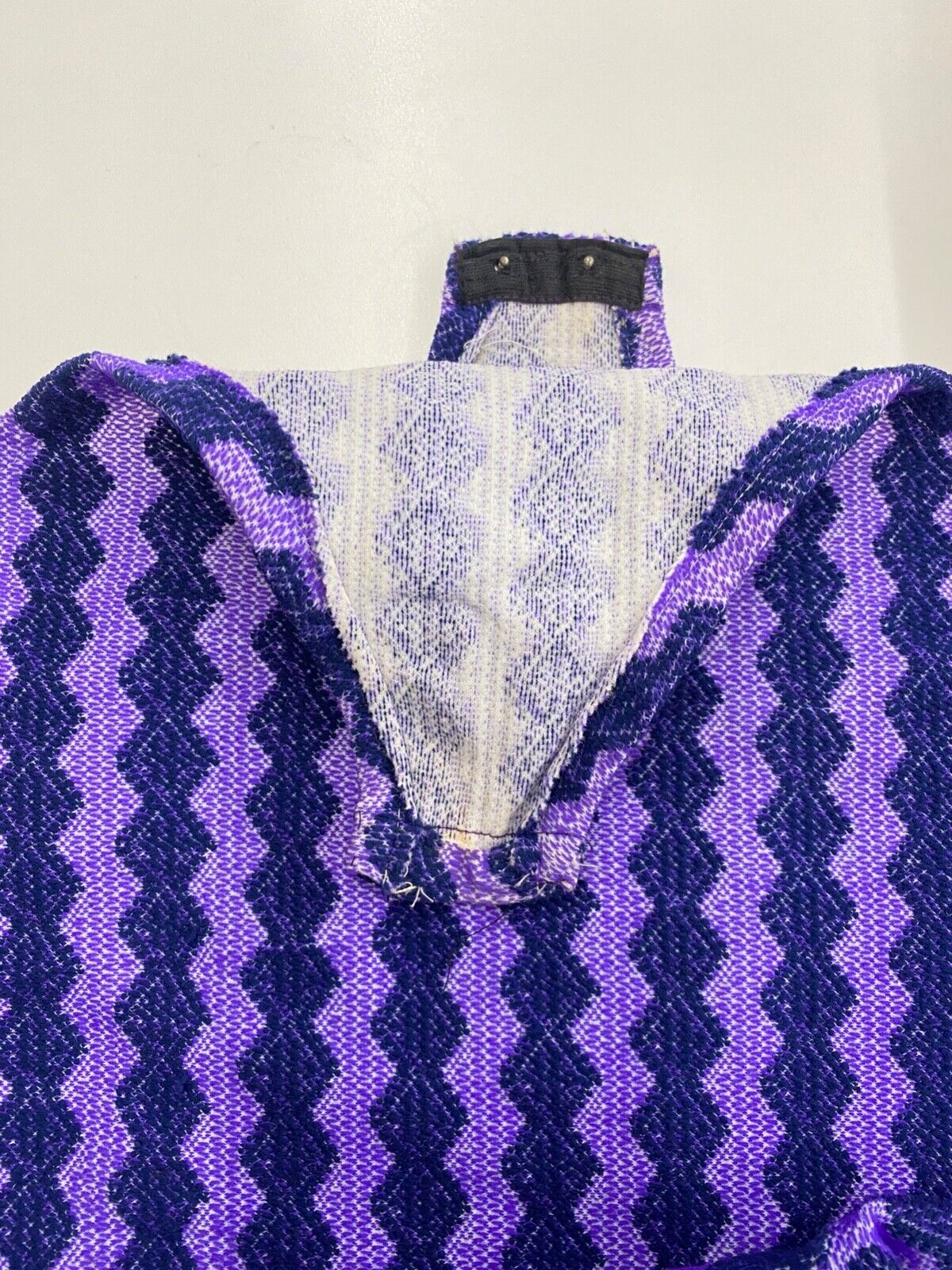 Vintage 1970s purple striped bodysuit, long sleeve shirt blouse top mock neck